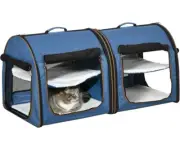 Large Portable Double Cat Pet Carrier Kennel Bag Oxford Travel Car Seat