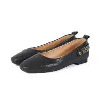 在飛比找momo購物網優惠-【viina】真皮菱格紋兩穿平底鞋-黑(平底娃娃鞋)