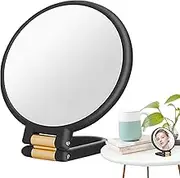 Double Sided Personal Makeup Mirror | Folding Tabletop Mirror with Stand and Magnifying | Compact Handheld Compact Travel Tumbler, Vanity Mirror for Makeup, Facials, Outdoors