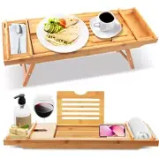 SereneLife SLBCAD50.5 Bath Caddy Breakfast Tray Combo - Natural Bamboo