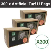 300 Pieces U Shape Green Artificial Synthetic Fake Grass Turf Lawn Pins Pegs