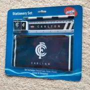 Carlton AFL Stationery Set-Pencil Case-Ruler-Pencil-Eraser & Sharpener-NEW