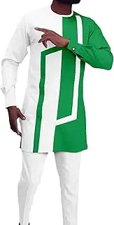 [DaoGeSir] African Men‘s Clothing Two Pieces Set Dashiki Shirt And Pant Traditional Formal Suit Slim Fit Ethnic Dress Set Tracksuit