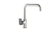 VITO BERTONI EEVA Round Kitchen Mixer Tap - Square Neck Swivel - Brushed Nickel with Matte Black