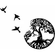 Metal Tree of Life Wall Decor with Birds Black Decor - 28CM/11.02in Tree of Life Wall Decor Modern Wall Decor Metal Wall Decor Metal Tree Family Sign