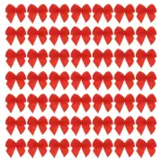 120Pcs Mini Ribbon Bow 1" Mini Fabric Satin Ribbon Flower Bows Red