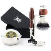 Vintage Shaving Set for Men Gift Cartridge Razor & Synthetic Hair Shaving Brush