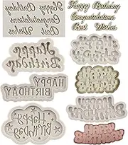 MYPRACS Happy Birthday Silicone Moulds Birthday Alphabet Fondant Silicone Mould Letters Chocolate Moulds for Birthday Party Cake Decorating Cupcake Topper Gum Paste Candy Polymer Clay Set of 6