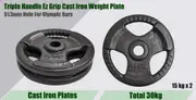 220cm Olympic Barbell Bar Weight Set - 15kg x 2 Weight Plate Free Spring Collars