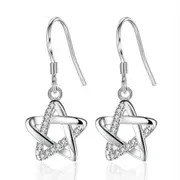 2PCS Copper Earrings Jewelry Woman Fashion Retro Long Star Hollow Earring
