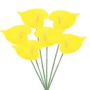 6Pcs 13" Artificial Anthurium Lily Flowers Floral Bouquet Decor, Yellow