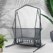 2-Seater Outdoor Hammock Chair Patio Furniture Hanging Bench Steel Frame Grey