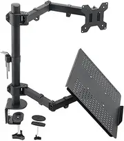 TAFTIWEXN Monitor Arm Ergonomic Stand Monitor and Laptop Mount Adjustable Monitor Arm with Laptop Tray Laptop Monitor Dual Arm Bracket Adjustable Laptop Riser