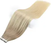 Hair Extension Tape in Human Hair Extensions Balayage Blonde Color Omber Human Hair Skin Weft Glue on Seamless Machine remy by HUANGYUZHENZHI (Color : 18 60, Items per Package : 20 pcs)