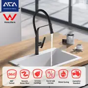 ACA Black Kitchen Sink Mixer Tap Pull Down Flexible Rubber Swivel Spout Faucet