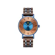 3002# Universal Alloy Wood Belt Watch Fashion Personality Japanese Movement Waterproof Quartz Watch-1#