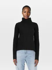 Black Wool Turtleneck Logo Patch Jumper