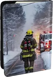 [JEJEA] Firefighter Fireman Flame Print Travel Organizer Credit Cards Case Passport BookPassport Holder Cover Wallet forTraveling,, Black, One Size