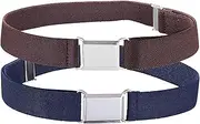 [HOLD'EM] Kids Toddler Belt Made in USA Elastic Adjustable Stretch Boys Belts With Silver Square Buckle