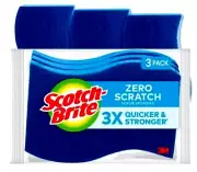 3M Scotch-Brite Zero Scratch Scrub Sponges, 3X Quicker & Stronger - 3 pack.