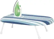 STORAGEIDEAS 24x14in Tabletop Mini Ironing Board with Foldable Legs, Portable Iron Board with Extra Wide Countertop, Small Ironing Board for Sewing, Crafting, Dorm, Small Spaces, RV, Travel - Stripe