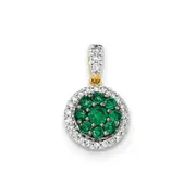 14k Two-tone Gold Real Diamond and Emerald Pendant