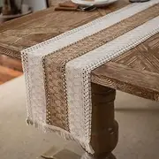 Table Runners Handmade Simple Table Runners Table Runner Cotton Line Farmhouse Style Table Decor Cover for Wedding Party Tea Party Dinning Table Kitchen Decoration Table Runner Style Cott