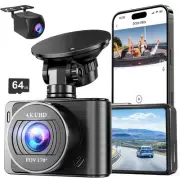 Dash Camera, 4K/1080p Camera Front and Rear, Built-in 5GWiFi, Black
