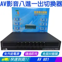 在飛比找PChome24h購物優惠-[易控王8X1 全新鐵殼 AV影音八進一出切換器◎選擇器◎分