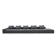 [James Lane] Riley Linen Charcoal Modular Sofa - 1x Arm, 4x Armless, 1x Right Terminal