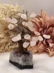 rose quartz crystal tree with amethyst base 118g