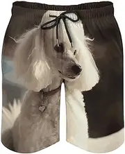 [RKJVB] Mens Swim Trunks with Mesh Lining French Poodle Beach Shorts Quick Dry Drawstring Board Shorts with Pocket, French Poodle, XX-Large