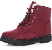 [Generic] Ladies Snow Boots Woman Boots Fur lined Lace Up Winter Ankle Boots For Women Winter Shoes Anti-Slip Warm Flat Boots