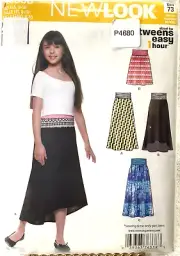 New Look Sewing Pattern A6338 Kids & Teens Skirts sizes 8-16 Length Varaition