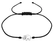 Sterling Silver CZ Crystal Elephant Corded Bracelet