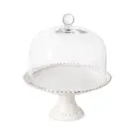 Costa Nova Pearl Footed Cake Plate with Glass Dome, Medium