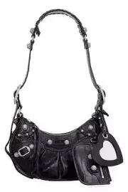 Balenciaga Le Cagole Xs Black Crocodile-Effect Mini Bag With Rhinestones