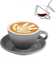 watchget Porcelain Latte Cup and Saucer - 9.5oz Ceramic Latte Art Mug for Cappuccino, Tea, Latte, Cafe Mocha, Dark Grey