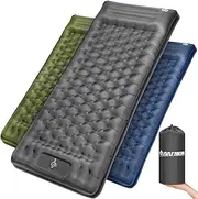 ARFNKIM Self-Inflating Sleeping Mat, 12 cm Thickened Air Mattress with Foot Press Pump and Cushion, Ultralight Small Packing Size Camping Mattress, Waterproof Sleeping Mat for Outdoor Use (Grey)