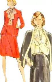 1970s Designer Vogue Teal Traina A Line Skirt Flares Jacket Sewing Pattern 2966