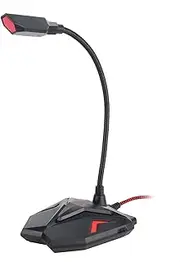 USB Desktop Microphone, 360 Gooseneck Plug & Play Omnidirectional Capacitive Recording Mic with Mute Button and LED Indicator for Computer Games (Black)