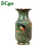 在飛比找蝦皮商城優惠-5Cgo 美式鄉村孔雀花鳥復古作舊花瓶陶藝花瓶花器插花插陶瓷