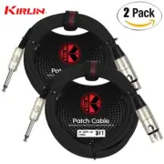 2-PACK Kirlin 3FT XLR Female to 1/4" Mono Plug Patch Cable MP-482 PR-03/BK