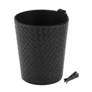 Car Trash Can Hanging Front Rear Seats Trash Bin Weaving Pattern Black 1pcs
