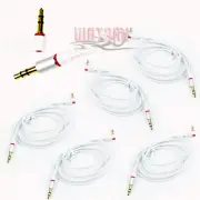 5X 3.5MM AUX L MALE AUDIO EXTENSION CABLE CORD WHITE FOR GALAXY S4 NOTE 3 NEXUS