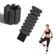 Pair of Adjustable Wrist Ankle Weights Wearable Bangles Silicone Bracelet for Yoga Aerobics Gym-Black
