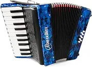 Accordion, 22 Key 8 Bass Accordion, Keyboard Accordion, Premium Accordion Windbox Cover, Sturdy and Durable, Comes with Accordion Strap and Bag (blue)