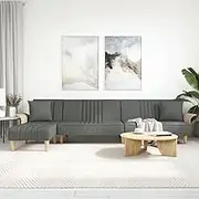 L-Shaped Sofa Bed, Dark Grey Fabric Sectional Couch for Living Room, Convertible Sleeper for Guests, Apartment Spaces