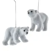 Furry Polar Bear Ornaments