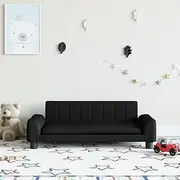 Kids Sofa Black 90x53x30 cm Faux Leather - Comfy Couch for Toddlers Room, Sturdy Pine Wood Frame, Soft and Plush Cushioning, Safety Padding, Ideal for Little Kids' Bedroom Seating